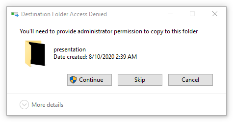 File Explorer Dialog to overwrite a folder with a file.