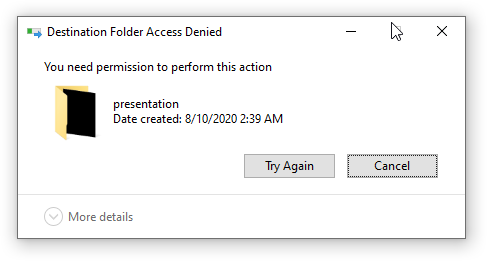 File Explorer conflict dialog overwrite folder with file.