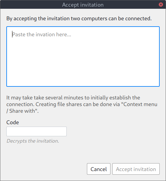 Screenshot of cryo accept invitaion dialog