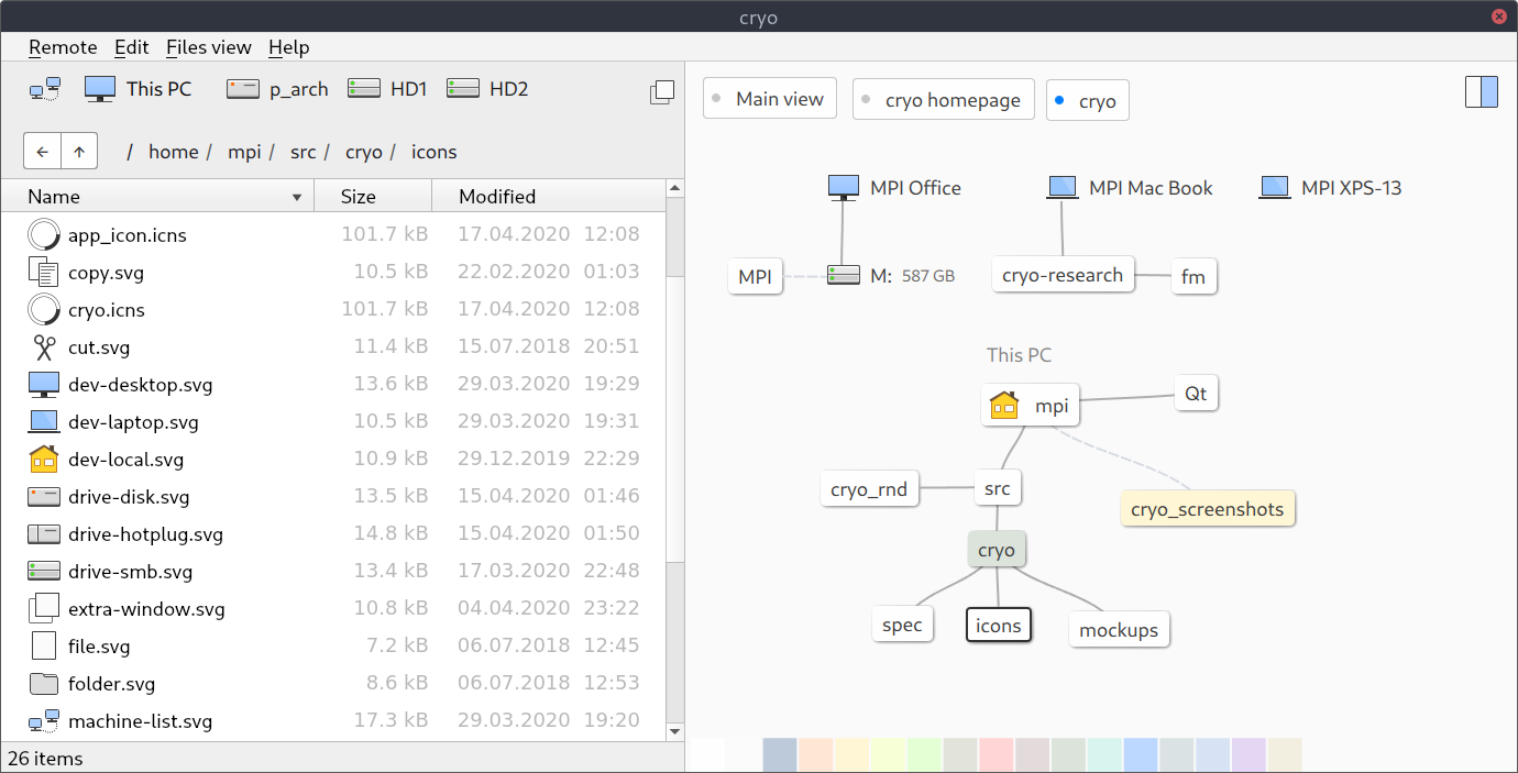 Screenshot showing the cryo visual node graph