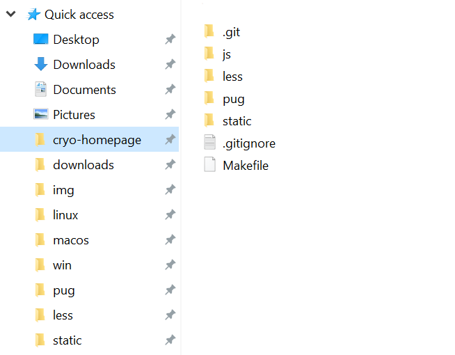 Screenshot showing Windows Explorer pinned folders
